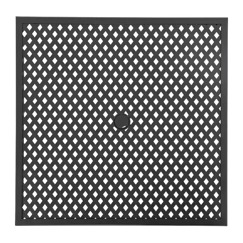 Table de bar carrée d'extérieur de 71 cm (28 pouces) avec plateau en maille et trou pour parasol de 4 cm (1,57 pouce).