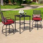 Table de bar carrée d'extérieur de 71 cm (28 pouces) avec plateau en maille et trou pour parasol de 4 cm (1,57 pouce).