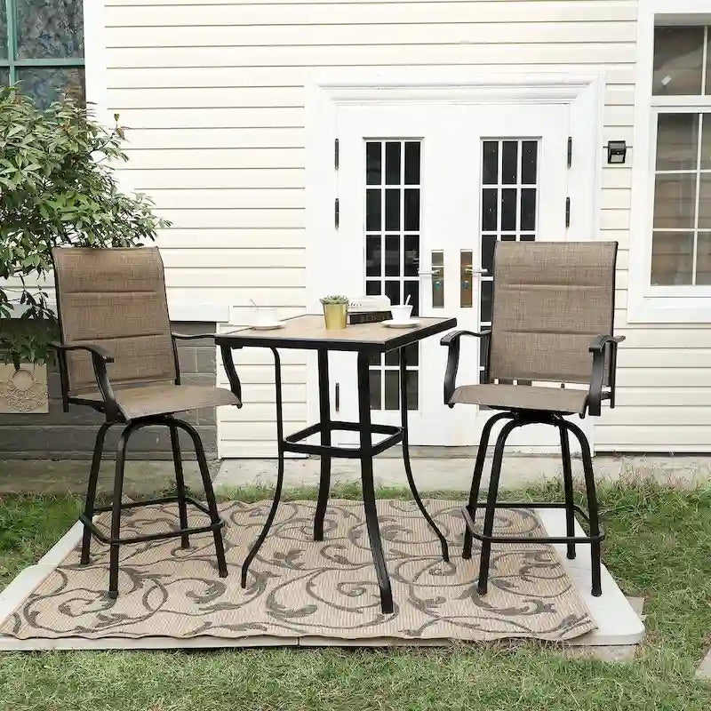 Ensemble table et tabourets de bar pivotants rembourrés 3 pièces Namota par Havenside Home