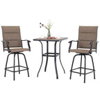 Ensemble table et tabourets de bar pivotants rembourrés 3 pièces Namota par Havenside Home