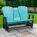 American Furniture Classics Two Seat Fan Back Glider with Drop Down Table/Cup Holder - N/A