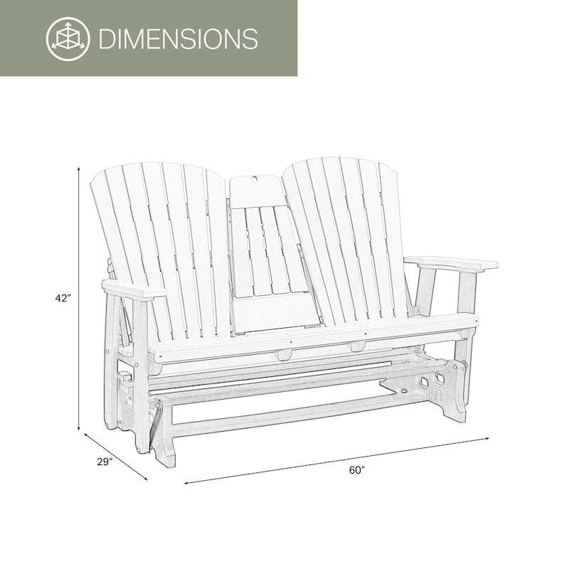 Fauteuil berçant deux places à dossier éventail American Furniture Classics avec tablette/porte-gobelet rabattable - Non disponible