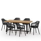 Ensemble de salle à manger d'extérieur Dahlia en bois et résine, 7 pièces, par Christopher Knight Home