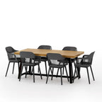 Ensemble de salle à manger d'extérieur Dahlia en bois et résine, 7 pièces, par Christopher Knight Home