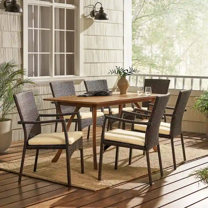 Corleone Outdoor 7-piece Dining Set with Cushions by Christopher Knight Home