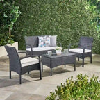 Cordoba Outdoor Wicker 4-piece Conversation Set with Cushions by Christopher Knight Home