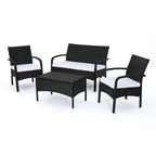 Ensemble de conversation 4 pièces en résine tressée Cordoba avec coussins, par Christopher Knight Home