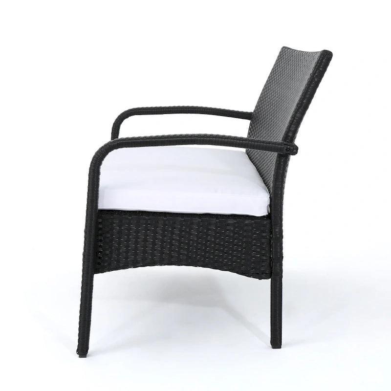 Ensemble de conversation 4 pièces en résine tressée Cordoba avec coussins, par Christopher Knight Home