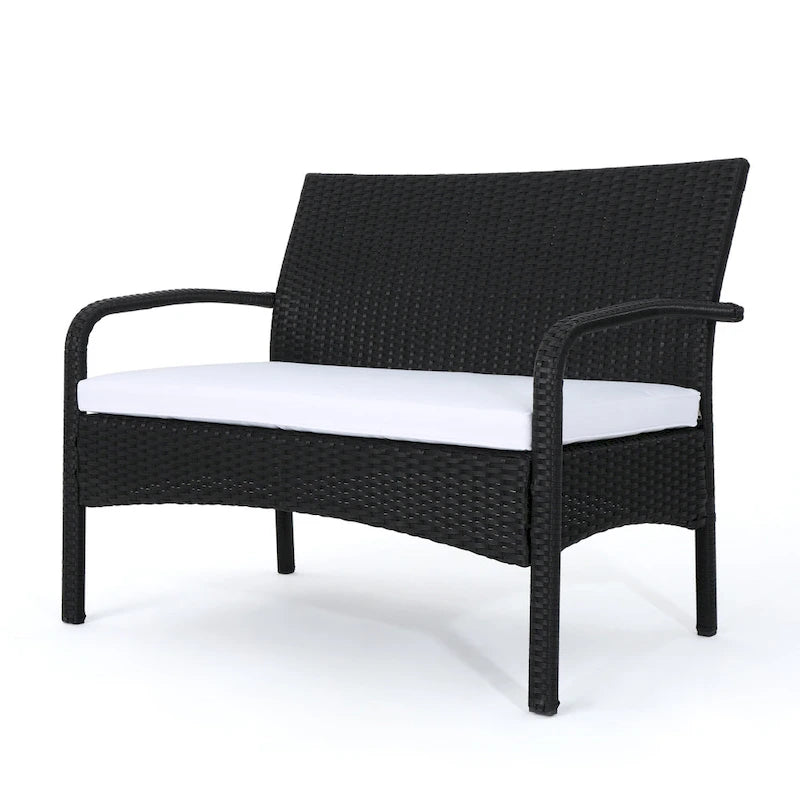 Ensemble de conversation 4 pièces en résine tressée Cordoba avec coussins, par Christopher Knight Home