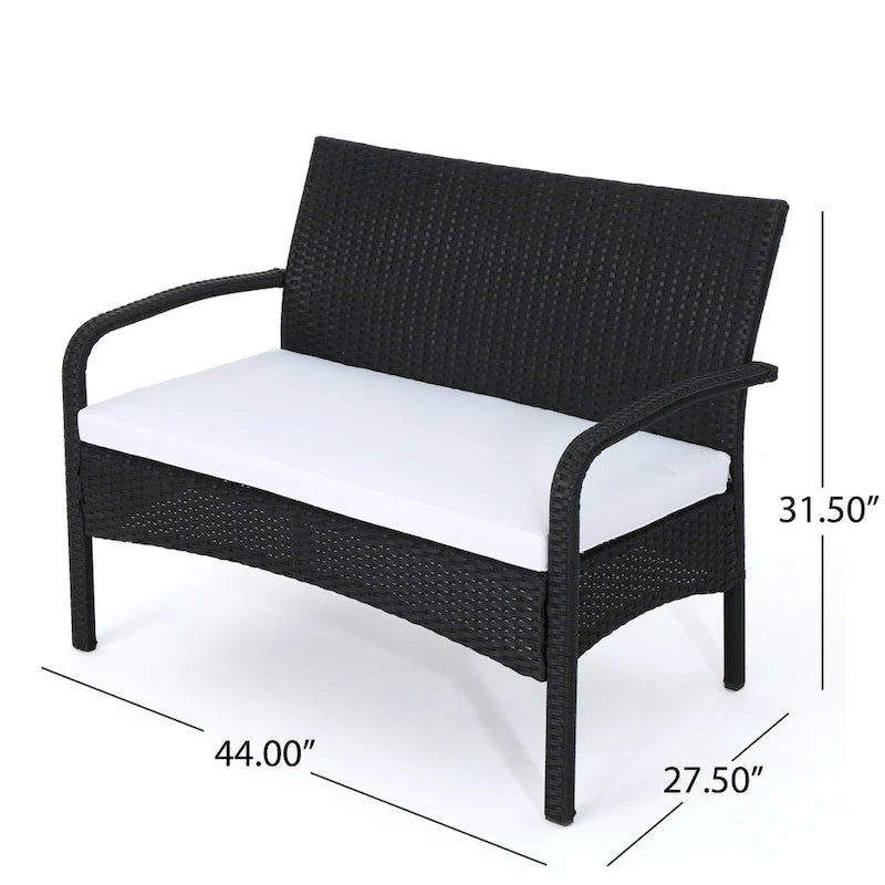 Ensemble de conversation 4 pièces en résine tressée Cordoba avec coussins, par Christopher Knight Home