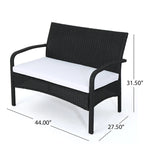 Ensemble de conversation 4 pièces en résine tressée Cordoba avec coussins, par Christopher Knight Home