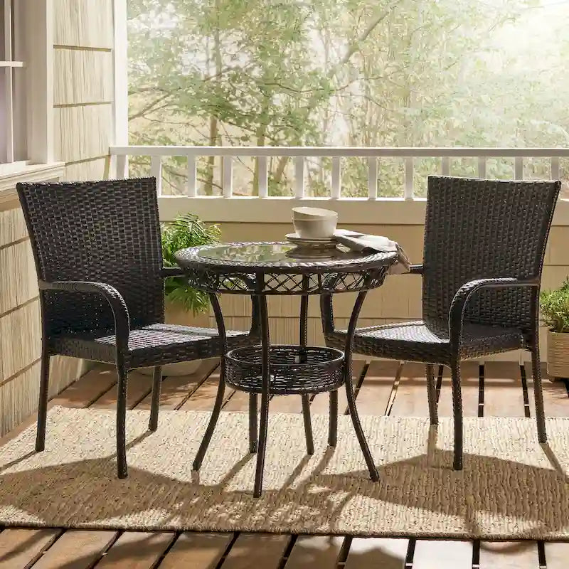 Ensemble bistro d'extérieur Littleton en osier multicolore 3 pièces de Christopher Knight Home