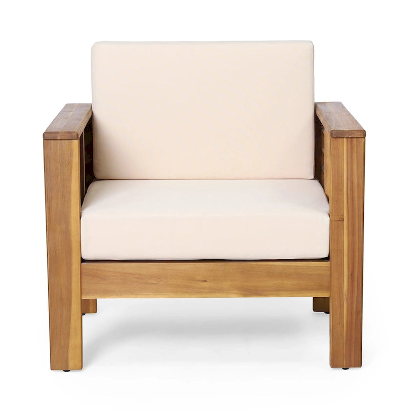 Fauteuils de jardin en bois d'acacia Louver avec coussins, par Christopher Knight Home