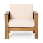 Fauteuils de jardin en bois d'acacia Louver avec coussins, par Christopher Knight Home