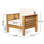 Fauteuils de jardin en bois d'acacia Louver avec coussins, par Christopher Knight Home