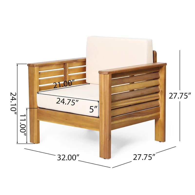 Fauteuils de jardin en bois d'acacia Louver avec coussins, par Christopher Knight Home