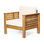 Fauteuils de jardin en bois d'acacia Louver avec coussins, par Christopher Knight Home