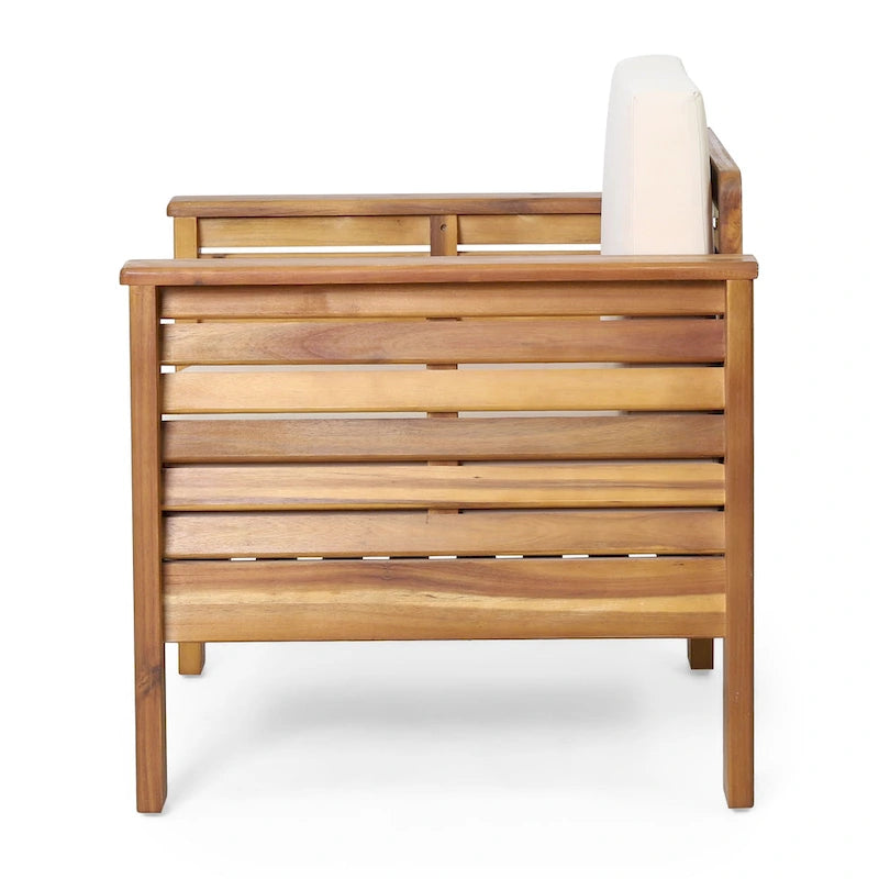 Fauteuils de jardin en bois d'acacia Louver avec coussins, par Christopher Knight Home