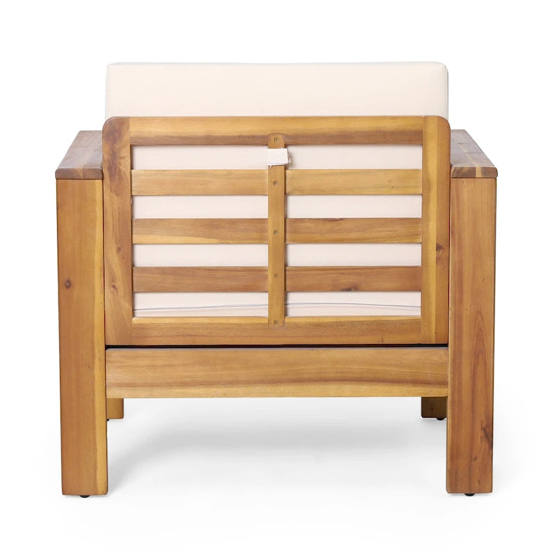 Fauteuils de jardin en bois d'acacia Louver avec coussins, par Christopher Knight Home
