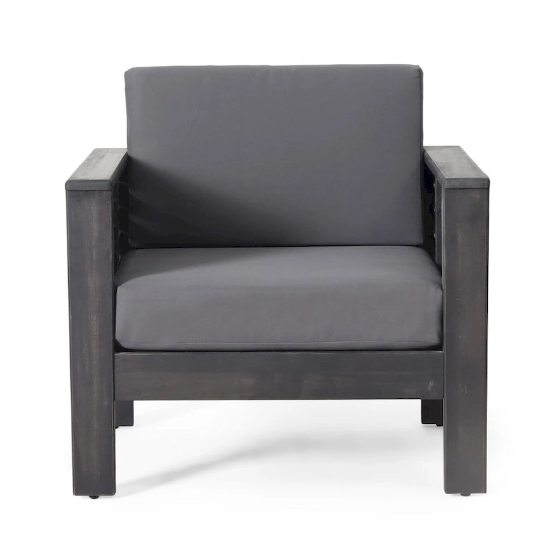 Fauteuils de jardin en bois d'acacia Louver avec coussins, par Christopher Knight Home