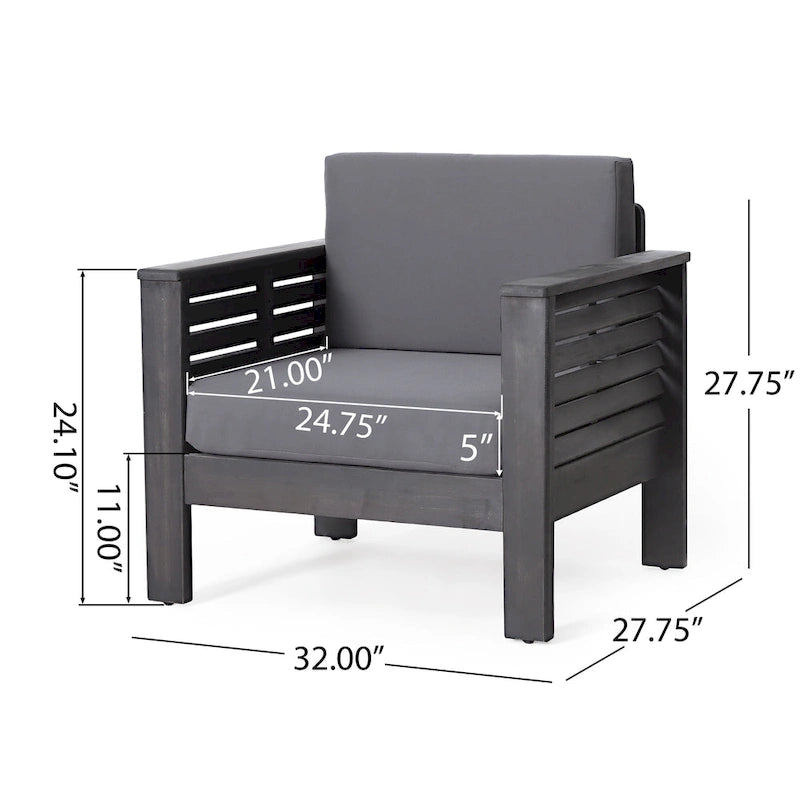 Fauteuils de jardin en bois d'acacia Louver avec coussins, par Christopher Knight Home
