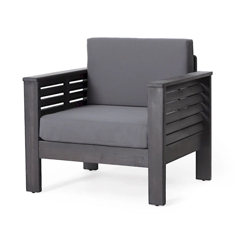 Fauteuils de jardin en bois d'acacia Louver avec coussins, par Christopher Knight Home