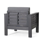Fauteuils de jardin en bois d'acacia Louver avec coussins, par Christopher Knight Home