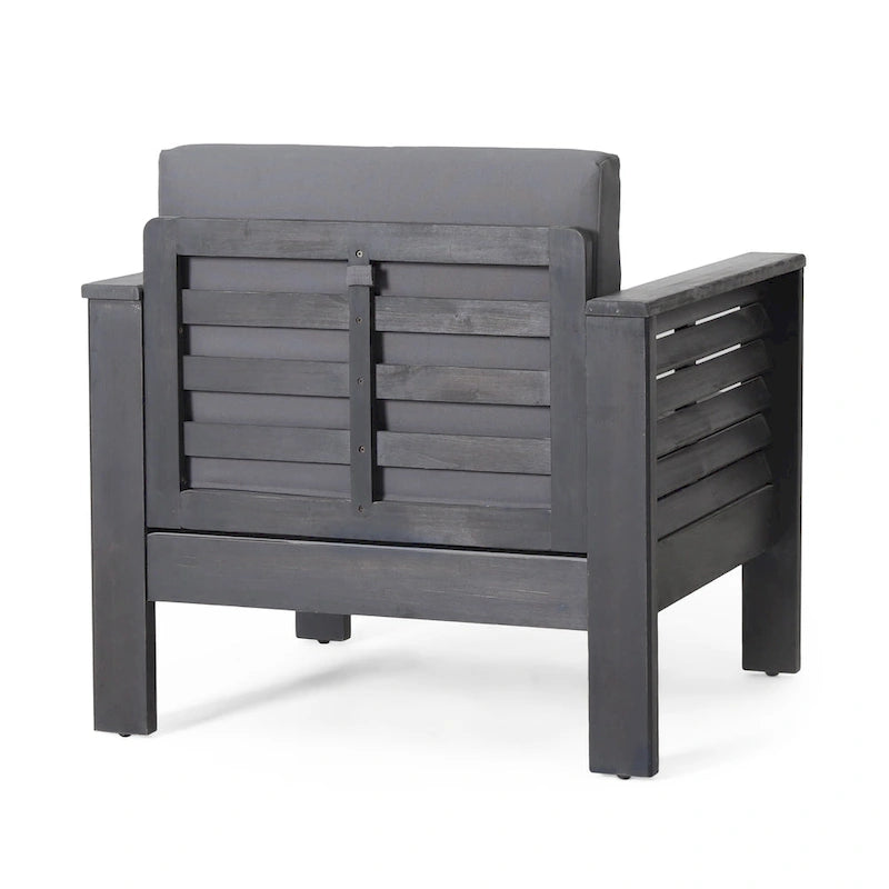 Fauteuils de jardin en bois d'acacia Louver avec coussins, par Christopher Knight Home