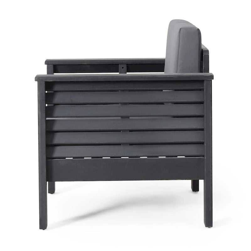 Fauteuils de jardin en bois d'acacia Louver avec coussins, par Christopher Knight Home