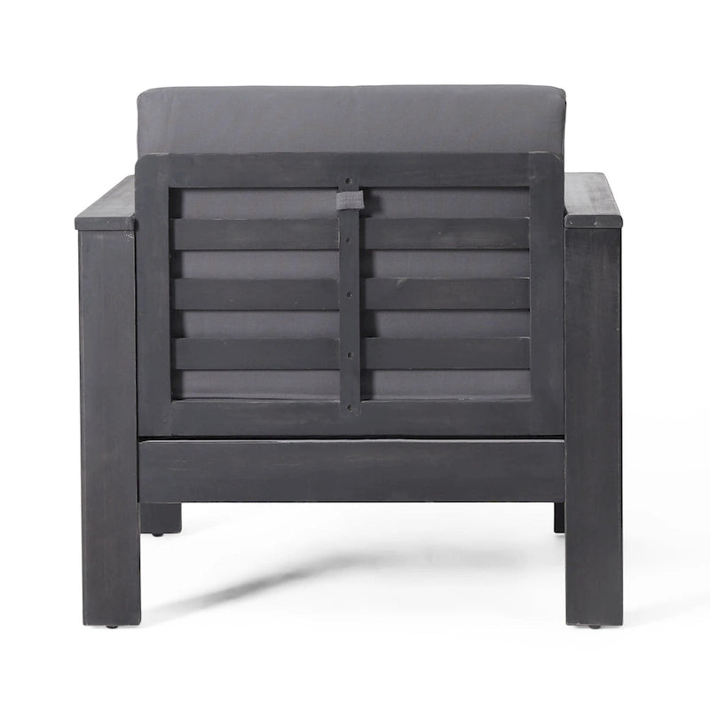 Fauteuils de jardin en bois d'acacia Louver avec coussins, par Christopher Knight Home