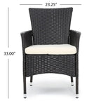 Ensemble bistro rond en osier Malaga Outdoor 3 pièces avec coussins, par Christopher Knight Home