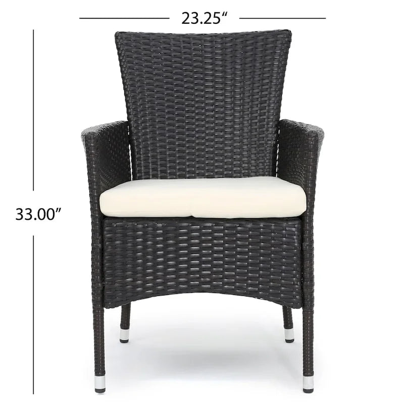 Ensemble bistro rond en osier Malaga Outdoor 3 pièces avec coussins, par Christopher Knight Home