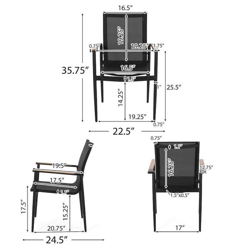 Ensemble de salle à manger d'extérieur Naop en maille et aluminium, 7 pièces, par Christopher Knight Home