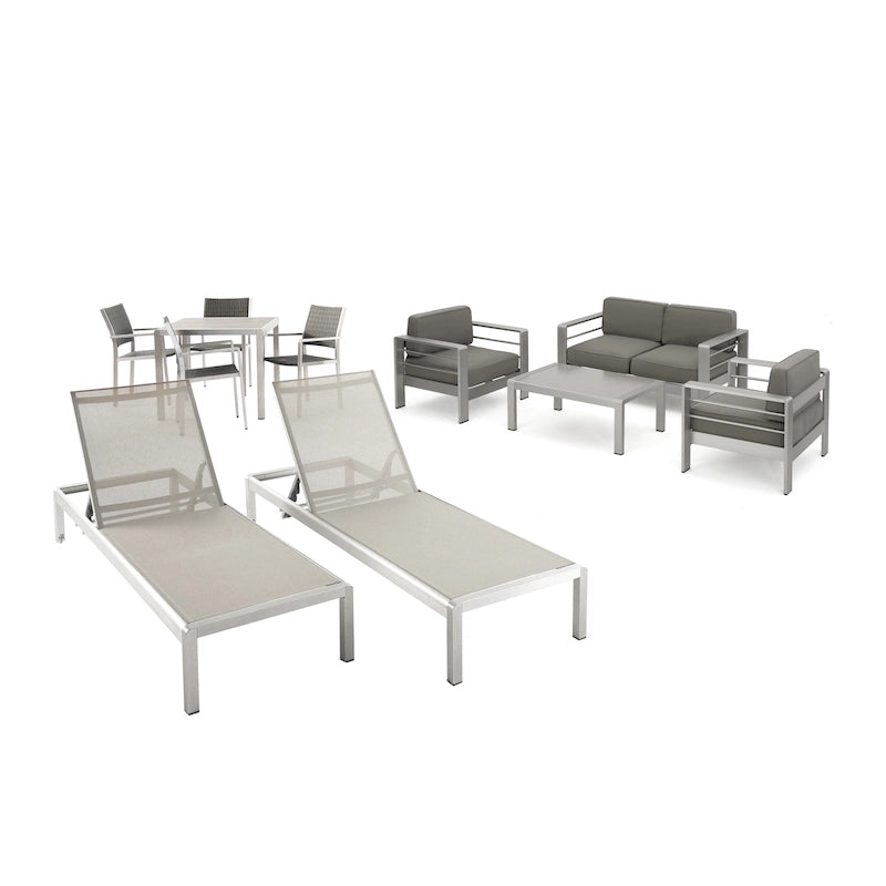 Ensemble repas d'extérieur Cape Coral + ensemble conversation + chaises longues + table basse par Christopher Knight Home