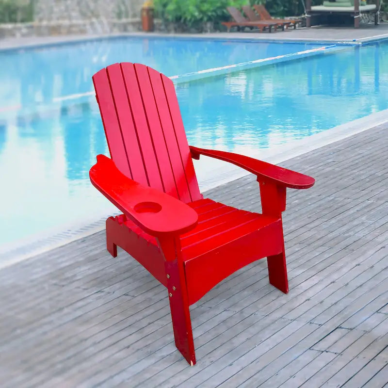 Chaise Adirondack en bois avec trou pour parasol