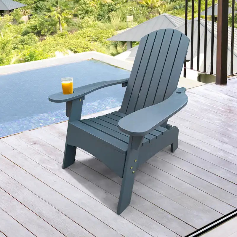 Chaise Adirondack en bois avec trou pour parasol
