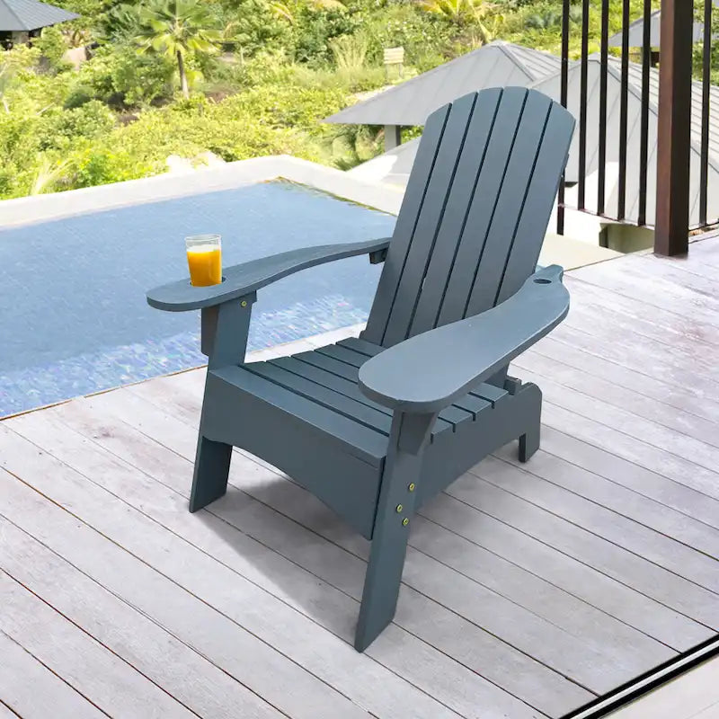 Chaise Adirondack en bois avec trou pour parasol
