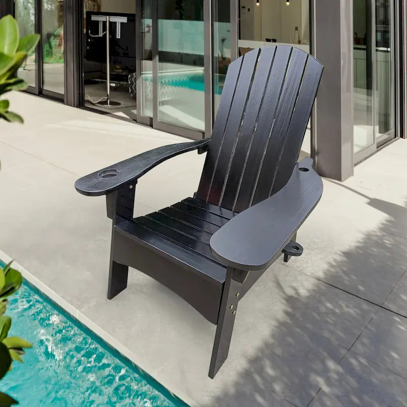 Chaise Adirondack en bois avec trou pour parasol
