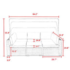Canapé d'angle rectangulaire/rond en rotin/osier d'extérieur HOMEFUN avec coussins et auvent rétractable
