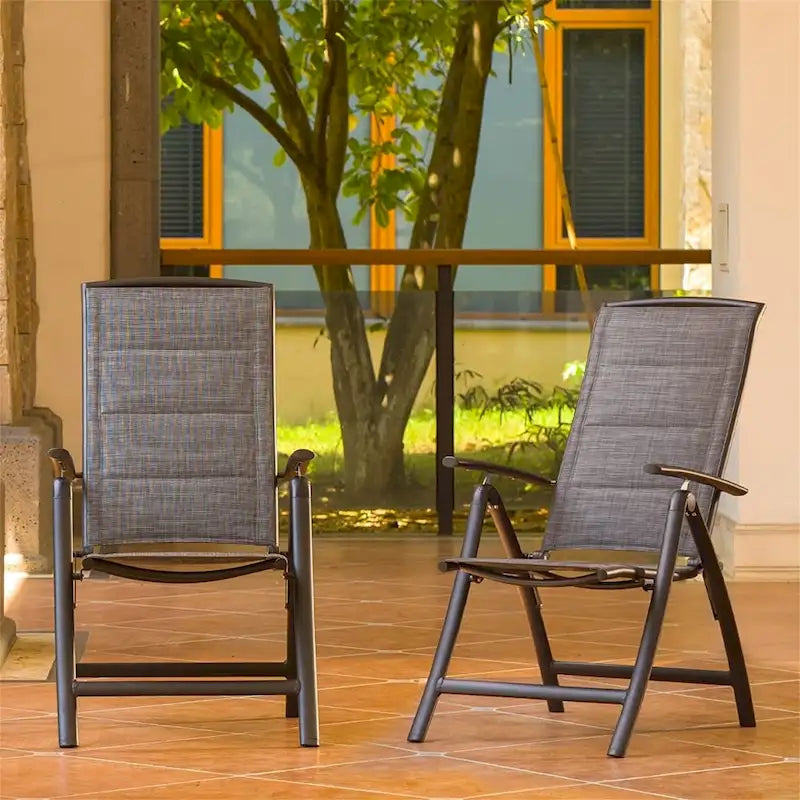 Fauteuil de jardin inclinable pliant 2 pièces en aluminium avec dossier réglable