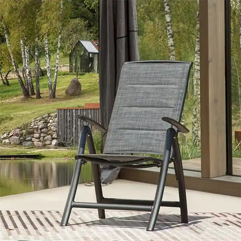 Fauteuil de jardin inclinable pliant 2 pièces en aluminium avec dossier réglable