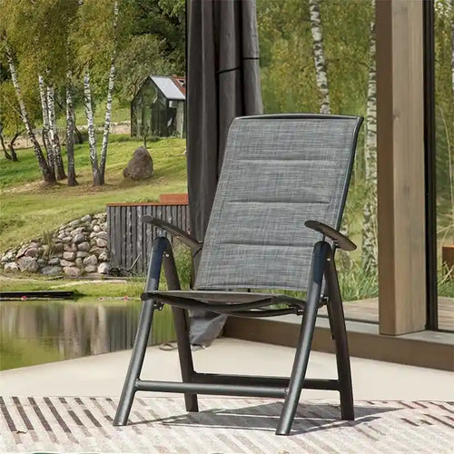 Fauteuil de jardin inclinable pliant 2 pièces en aluminium avec dossier réglable