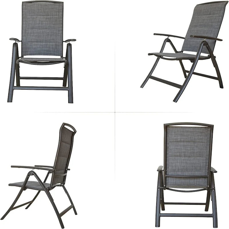 Fauteuil de jardin inclinable pliant 2 pièces en aluminium avec dossier réglable