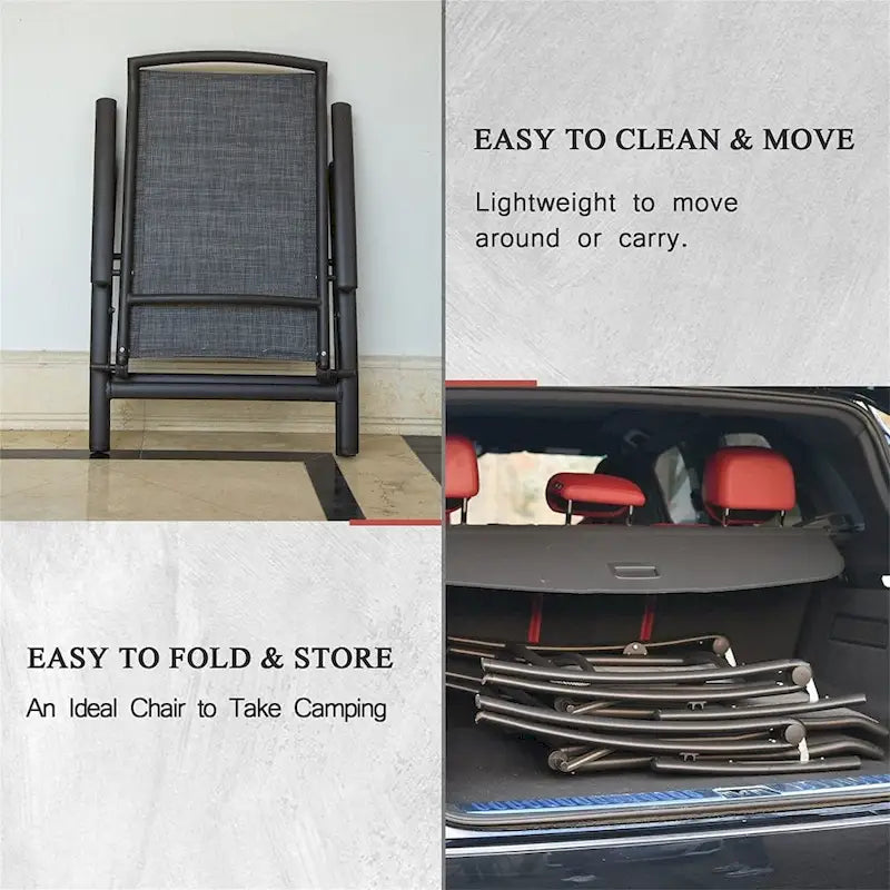 Fauteuil de jardin inclinable pliant 2 pièces en aluminium avec dossier réglable