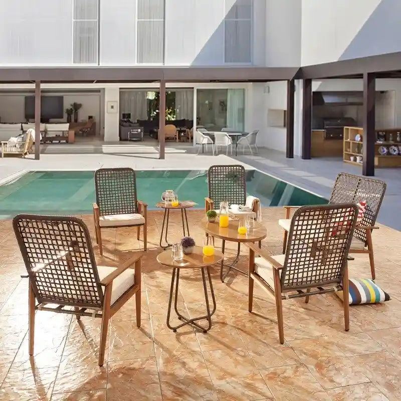 Ensemble de conversation d'extérieur en maille 9 pièces