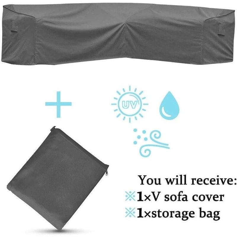 Housse de canapé d'angle d'extérieur en V/L, résistante et durable face aux intempéries