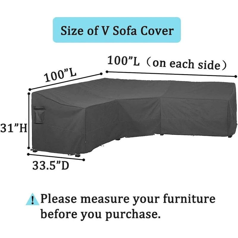 Housse de canapé d'angle d'extérieur en V/L, résistante et durable face aux intempéries