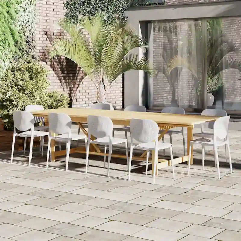 Ensemble de salle à manger d'extérieur extensible 11 pièces Amazonia Sunset en résine/eucalyptus
