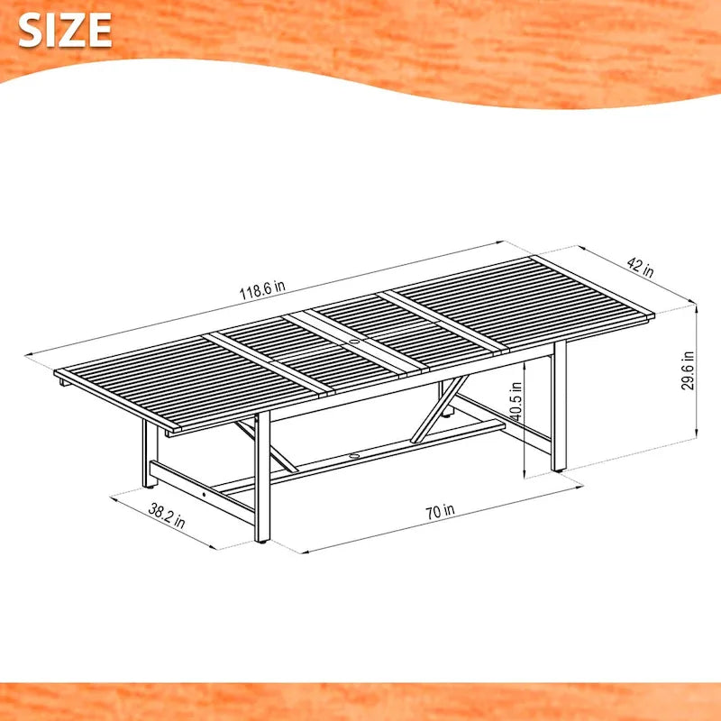 Ensemble de salle à manger d'extérieur extensible 11 pièces Amazonia Sunset en résine/eucalyptus