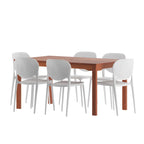 Ensemble de salle à manger d'extérieur 7 pièces Amazonia Dante - Chaises blanches